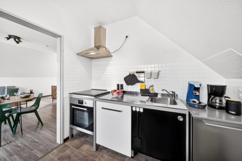 Küchenzeile in einem möblierten Apartment in Kaarst